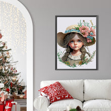 Load image into Gallery viewer, Diamond Painting - Partial Special Shaped - flower hat girl (30*40CM)
