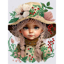 Load image into Gallery viewer, Diamond Painting - Partial Special Shaped - flower hat girl (30*40CM)
