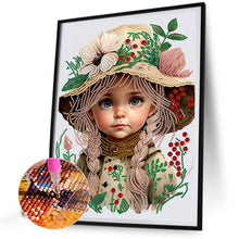 Load image into Gallery viewer, Diamond Painting - Partial Special Shaped - flower hat girl (30*40CM)
