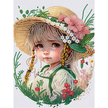 Load image into Gallery viewer, Diamond Painting - Partial Special Shaped - flower hat girl (30*40CM)
