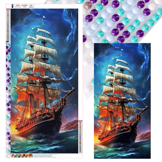 Diamond Painting - Full Round - large sailing ship (40*80CM)