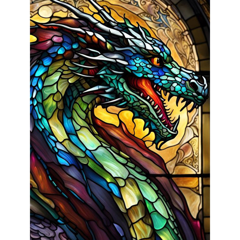 Diamond Painting - Full Round - Stained glass art dragon (30*40CM)