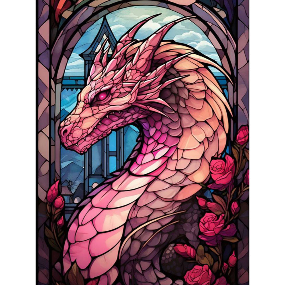 Diamond Painting - Full Round - Stained glass art dragon (30*40CM)