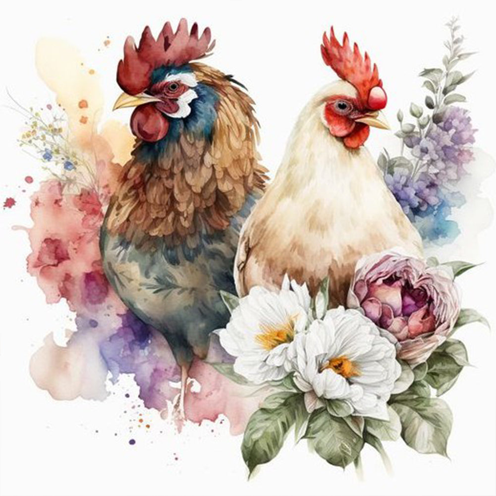 Diamond Painting - Full Round - Ink rooster (30*30CM)