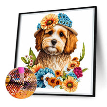 Load image into Gallery viewer, Diamond Painting - Full Round - flower cluster puppy (30*30CM)

