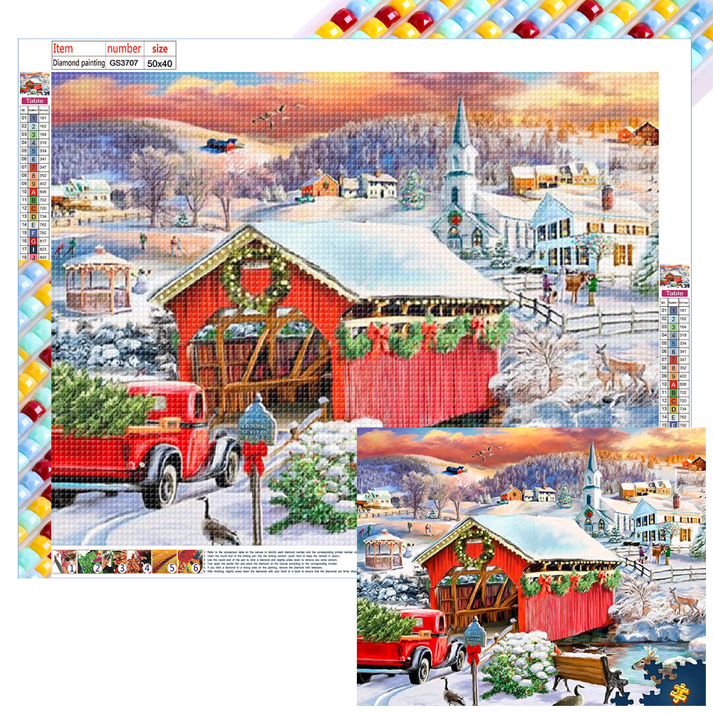 Diamond Painting - Full Square - snow village (50*40CM)