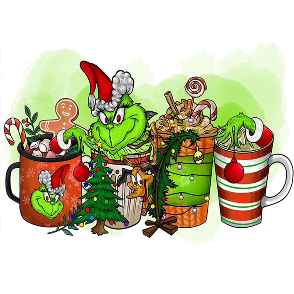 Diamond Painting - Full Round - Grinch cup drink (40*30CM)
