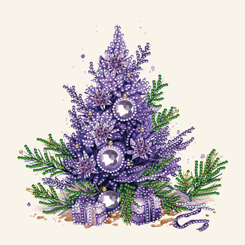 Diamond Painting - Partial Special Shaped - Purple Christmas tree (30*30CM)