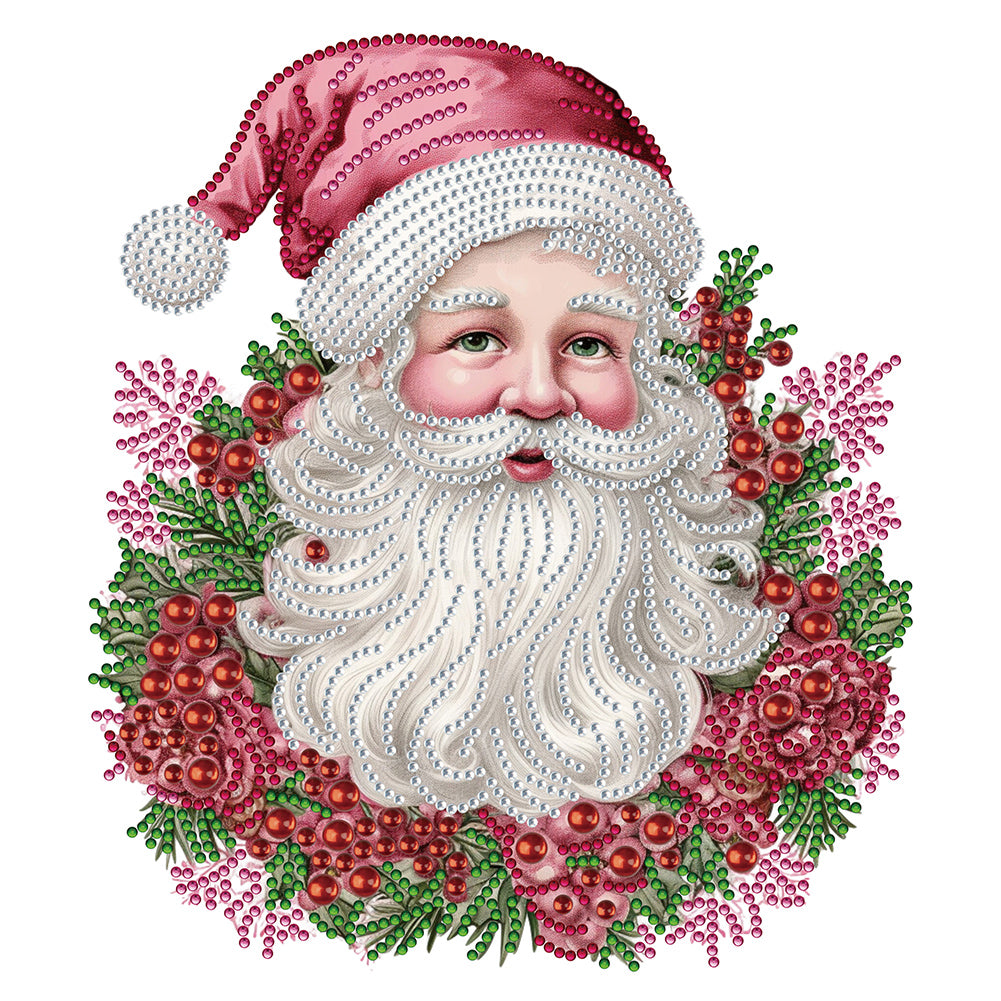 Diamond Painting - Partial Special Shaped - Pink Santa Claus (30*30CM)