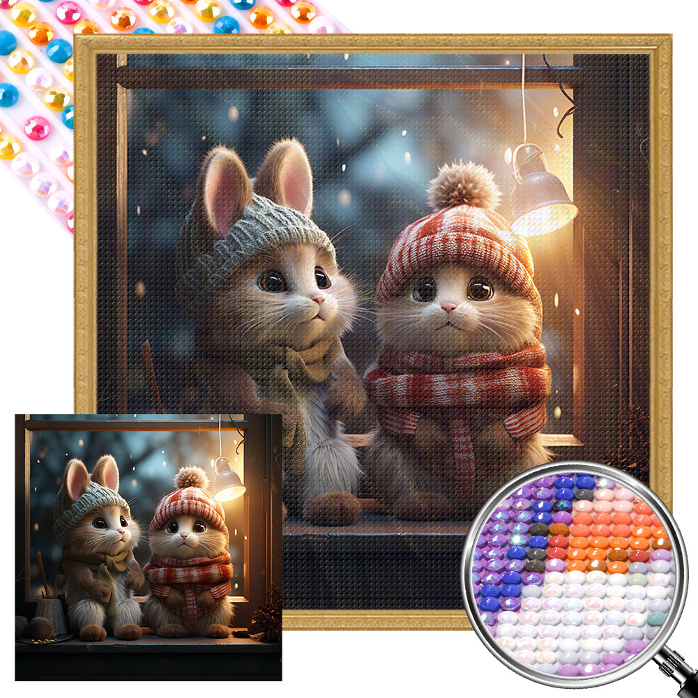 AB Diamond Painting - Full Round - winter night animals (40*40CM)