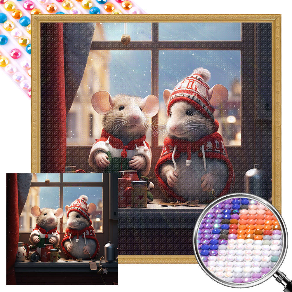 AB Diamond Painting - Full Round - winter night animals (40*40CM)