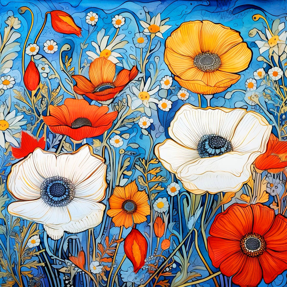 Diamond Painting - Full Round - poppy flower (30*30CM)