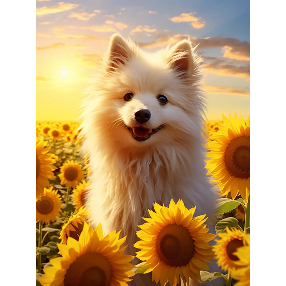 Diamond Painting - Full Round - sunflower dog (30*40CM)