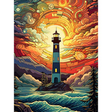 Load image into Gallery viewer, Diamond Painting - Full Round - Sunset seaside lighthouse (30*40CM)
