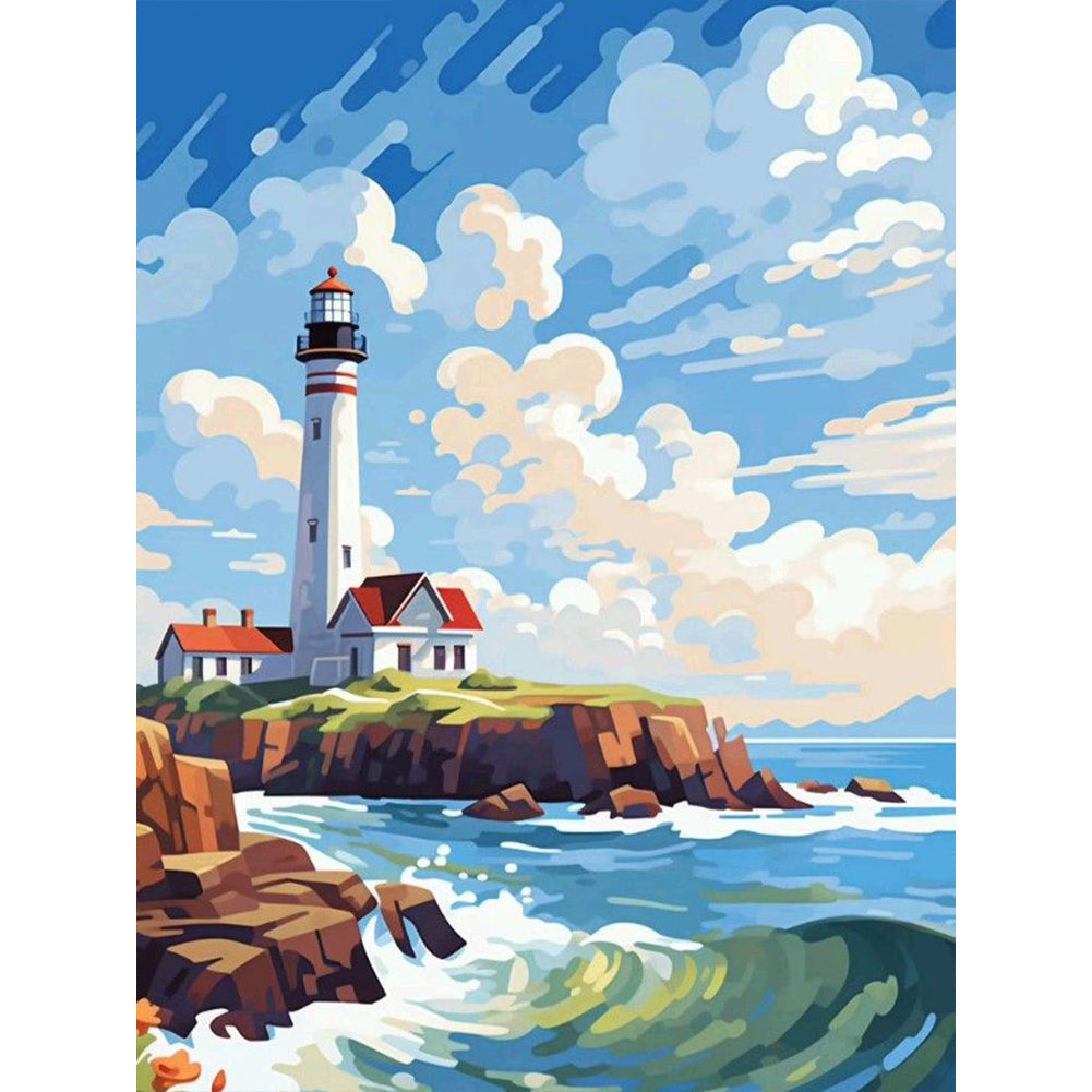 Diamond Painting - Full Round - Sunny seaside lighthouse (30*40CM)