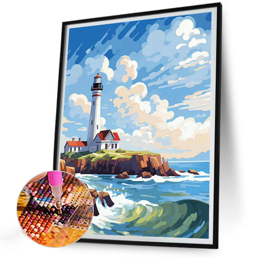Diamond Painting - Full Round - Sunny seaside lighthouse (30*40CM)