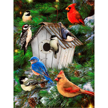 Load image into Gallery viewer, Diamond Painting - Full Round - Bird house with chirping birds and fragrant flowers (30*40CM)
