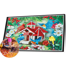 Load image into Gallery viewer, Diamond Painting - Full Square - Bird house with chirping birds and fragrant flowers (40*30CM)
