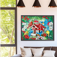 Load image into Gallery viewer, Diamond Painting - Full Square - Bird house with chirping birds and fragrant flowers (40*30CM)
