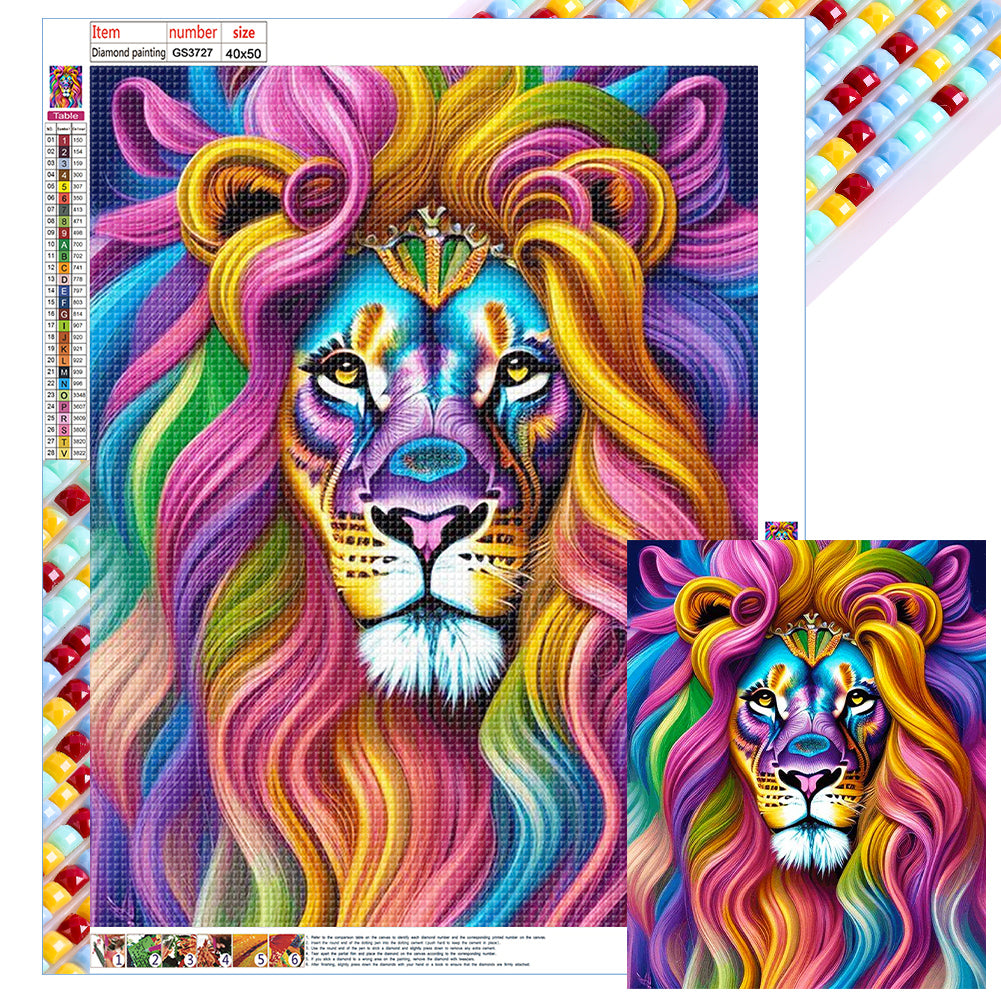 Diamond Painting - Full Square - Colorful lion (40*50CM)