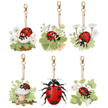 Load image into Gallery viewer, 6PCS Double Sided Special Shape Diamond Art Keyring (Garden Ladybird)
