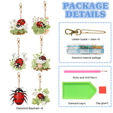 Load image into Gallery viewer, 6PCS Double Sided Special Shape Diamond Art Keyring (Garden Ladybird)
