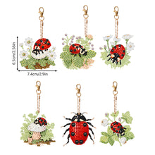 Load image into Gallery viewer, 6PCS Double Sided Special Shape Diamond Art Keyring (Garden Ladybird)
