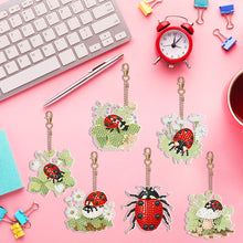 Load image into Gallery viewer, 6PCS Double Sided Special Shape Diamond Art Keyring (Garden Ladybird)
