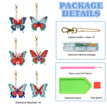 Load image into Gallery viewer, 6PCS Double Sided Special Shape Diamond Art Keyring (Garden Butterfly)
