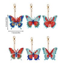 Load image into Gallery viewer, 6PCS Double Sided Special Shape Diamond Art Keyring (Garden Butterfly)
