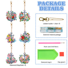 Load image into Gallery viewer, 6PCS Double Sided Special Shape Diamond Art Keyring (Flower Anchor)
