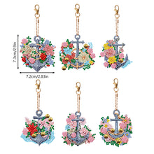 Load image into Gallery viewer, 6PCS Double Sided Special Shape Diamond Art Keyring (Flower Anchor)
