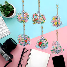 Load image into Gallery viewer, 6PCS Double Sided Special Shape Diamond Art Keyring (Flower Anchor)
