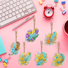 Load image into Gallery viewer, 6PCS Double Sided Special Shape Diamond Art Keyring (Flower Feather)
