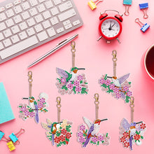 Load image into Gallery viewer, 6PCS Double Sided Special Shape Diamond Art Keyring (Flower Hummingbird)
