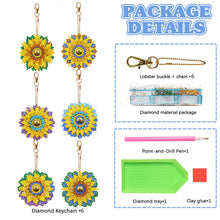 Load image into Gallery viewer, 6PCS Double Sided Special Shape Diamond Art Keyring (Sunflower Mandala)
