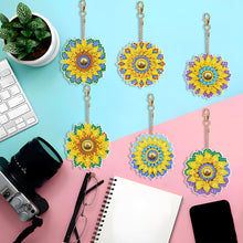 Load image into Gallery viewer, 6PCS Double Sided Special Shape Diamond Art Keyring (Sunflower Mandala)
