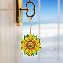 Load image into Gallery viewer, 6PCS Double Sided Special Shape Diamond Art Keyring (Sunflower Mandala)
