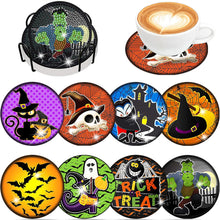 Load image into Gallery viewer, 8PCS Diamond Painting Coasters Kits with Holder (Halloween Character)
