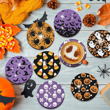 Load image into Gallery viewer, 8PCS Diamond Painting Coasters Kits with Holder (Halloween Pattern)
