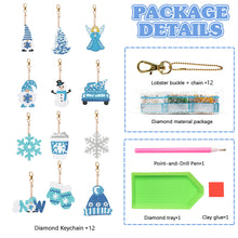 Load image into Gallery viewer, 12PCS Double Sided Special Shape Diamond Painting Art Keychain Pendant Snowflake
