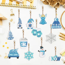 Load image into Gallery viewer, 12PCS Double Sided Special Shape Diamond Painting Art Keychain Pendant Snowflake
