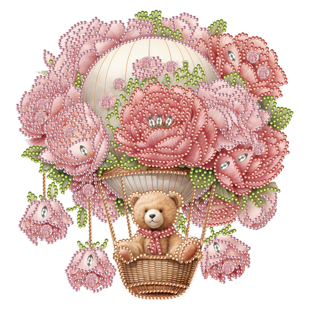 Diamond Painting - Partial Special Shaped - flowers hot air balloon bear (30*30CM)
