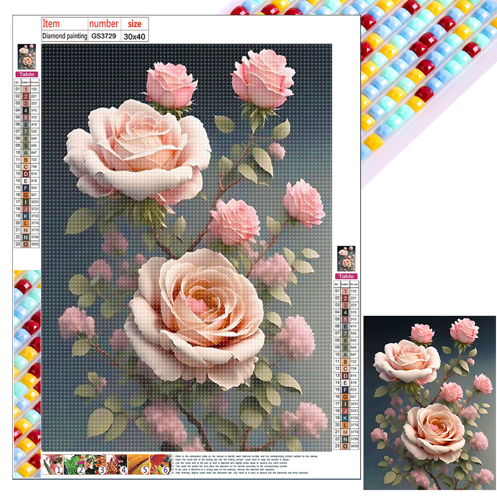 Diamond Painting - Full Square - Pink Rose (30*40CM)