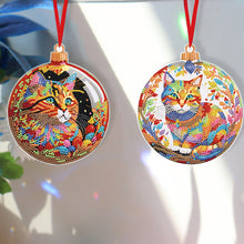 Load image into Gallery viewer, 8PCS Double Sided Diamond Drawing Hanging Ornament Colourful Cat 12x12cm
