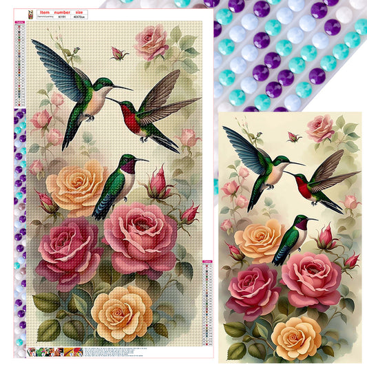 Diamond Painting - Full Round - Birds singing and flowers fragrant (40*70CM)