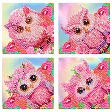 Load image into Gallery viewer, 4PCS Special Shape+Round Diamond Painting Bookmark Kits Kits (Pink Owl)
