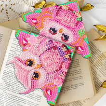 Load image into Gallery viewer, 4PCS Special Shape+Round Diamond Painting Bookmark Kits Kits (Pink Owl)
