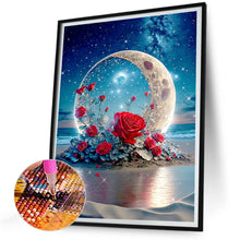 Load image into Gallery viewer, Diamond Painting - Full Round - Red rose under the moon (30*40CM)
