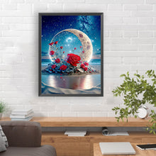 Load image into Gallery viewer, Diamond Painting - Full Round - Red rose under the moon (30*40CM)
